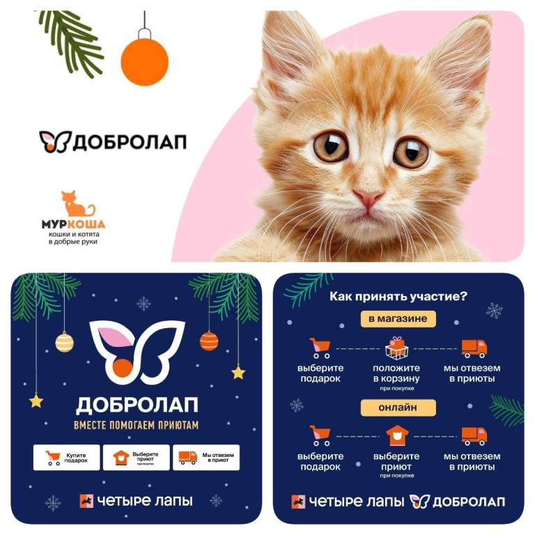 Благотворительная акция “Добролап” в магазинах "Четыре лапы"